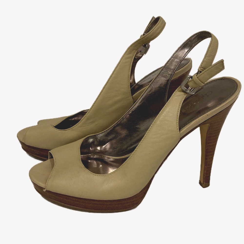 Calvin Klein karissa peep toe  slingback heels